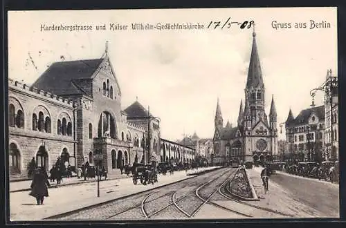 AK Berlin-Charlottenburg, Hardenbergstrasse und Kaiser Wilhelm-Gedächtniskirche