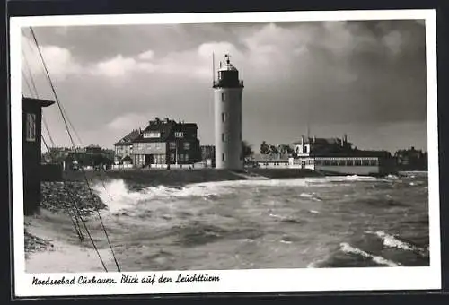 AK Cuxhaven, Nordseebad, Blick auf den Leuchtturm