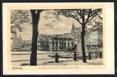 AK Hamburg-Neustadt, Jungfernstieg mit Alsterpavillon