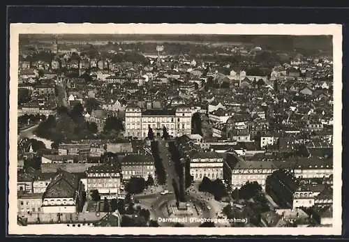 AK Darmstadt, Flugzeugaufnahme des Ortes