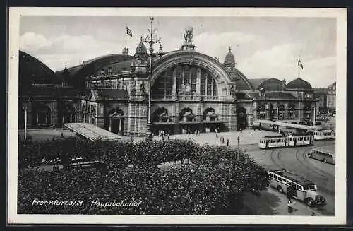 AK Frankfurt a. M., Hauptbahnhof mit Strassenbahn