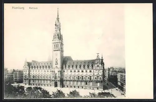 AK Hamburg, Rathaus mit Strassenpartie