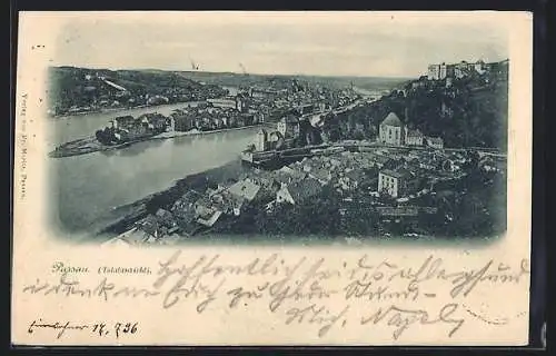 AK Passau, Totalansicht mit Schloss