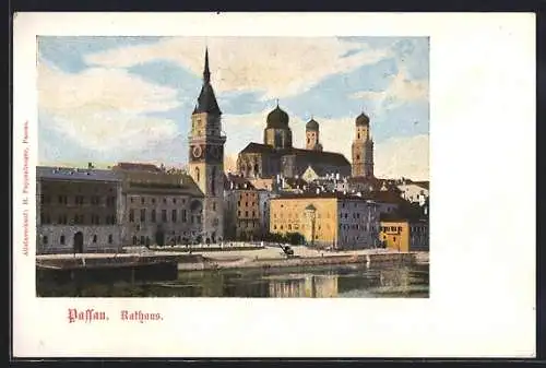 AK Passau, Rathaus mit Kirche