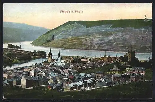 AK Bingen a. Rhein, Ortsansicht aus der Vogelschau