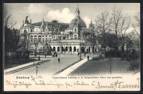 AK Hamburg-St.Pauli, Concerthaus Ludwig v. d. Helgoländer Allee aus