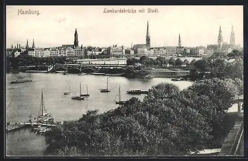 AK Hamburg-Neustadt, Lombardsbrücke mit Stadt