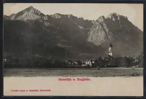 AK Garmisch, Ansicht mit der Zugspitze