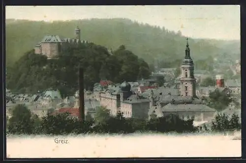 AK Greiz, Teilansicht mit Schloss