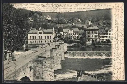 AK Hann. Münden, Werrabrücke mit Blick auf den Andree