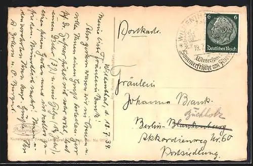 AK Auersberg, Ortspartie mit Aussichtsturm