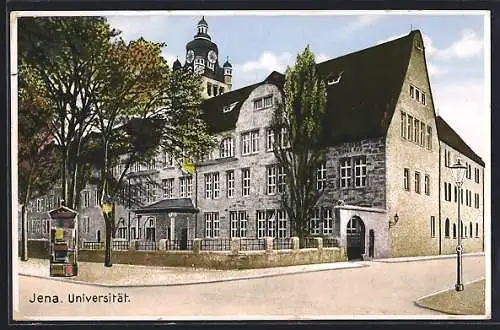 AK Jena, Universität und Strassenpartie mit Litfasssäule