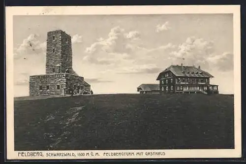 AK Feldberg /Schwarzwald, Feldbergturm mit Gasthaus