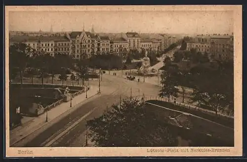 AK Berlin-Tiergarten, Lützow-Platz mit Herkules-Brunnen und Strassenbahn