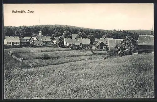 AK Rothesütte /Harz, Ortspartie mit Kirche