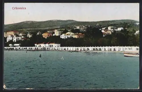 AK Crikvenica, Blick über das Meer auf den Ort