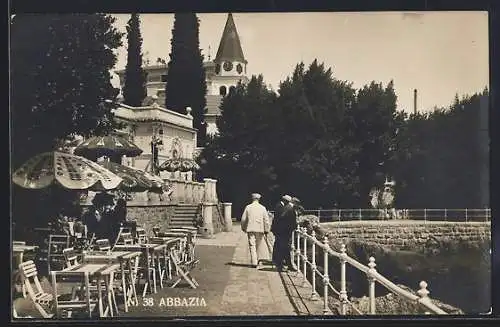 AK Abbazia, Uferpromenade mit Café