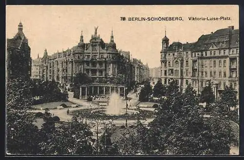 AK Berlin-Schöneberg, Victoria-Luise-Platz mit Springbrunnen