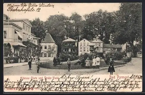 AK Bad Pyrmont, Altenau-Platz und Drake-Vase