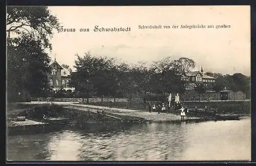 AK Schwabstedt, Ansicht von der Anlegebrücke aus