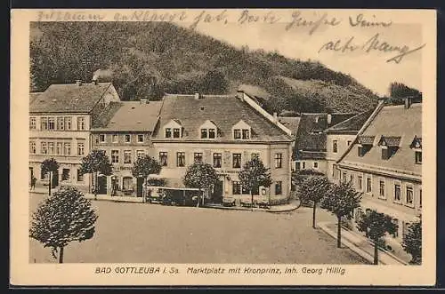 AK Bad Gottleuba i. Sa., Marktplatz mit Gasthaus Kronprinz, Bes. Georg Hillig