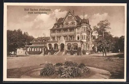 AK Bad Sachsa /Südharz, Hotel Schützenhaus von der Strasse aus