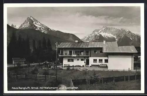 AK Strub, Hotel Bergluft mit Watzmann und Hochkalter