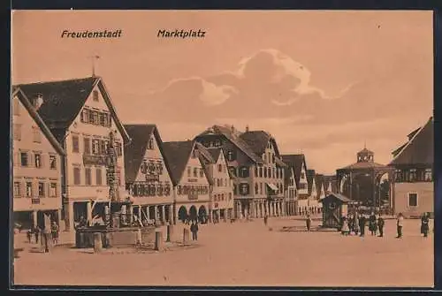 AK Freudenstadt, Blick über den Marktplatz