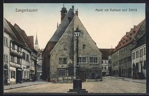 AK Sangerhausen, Markt mit Rathaus und Schloss