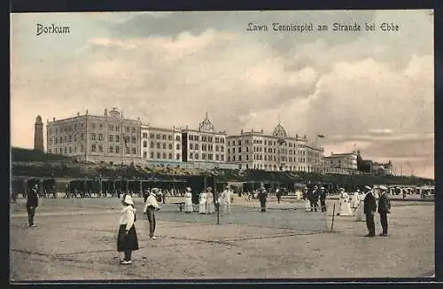 AK Borkum, Lawn-Tennis am Strand bei Ebbe