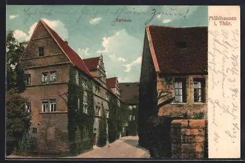 AK Mühlhausen i. Thür., Partie am Rathaus