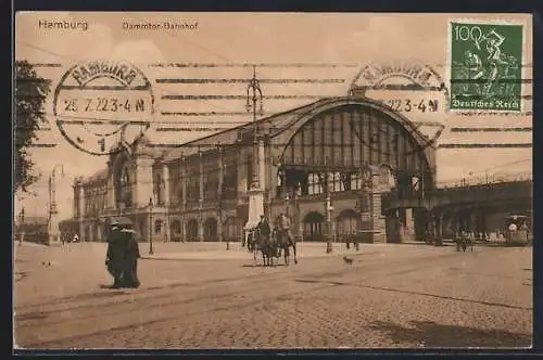 AK Hamburg-Rotherbaum, Dammtor-Bahnhof mit Strassenbahn