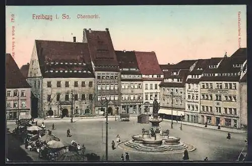AK Freiberg i. Sa., Restaurant Ratskeller und Elephanten-Apotheke am Obermarkt