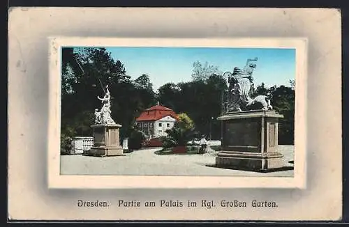 AK Dresden, Partie am Palais im Kgl. Grossen Garten