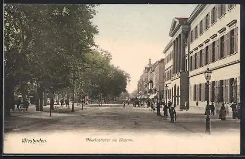 AK Wiesbaden, Wilhelmstrasse mit Museum