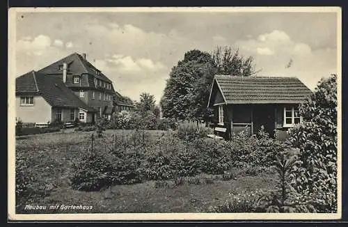 AK Mücke i. Hessen, Bibelheim Flensungerhof, Neubau mit Gartenhaus