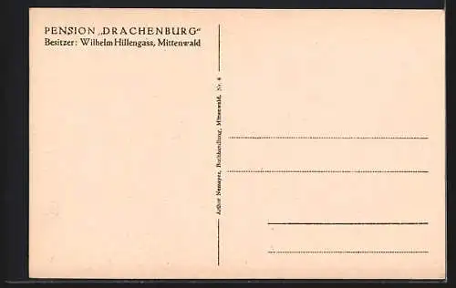 AK Mittenwald, Pension Drachenburg, Bes. Wilhelm Hillengass