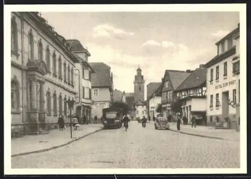 AK Korbach, Postamt, Prof.-Bier-Strasse mit Kilianskirche