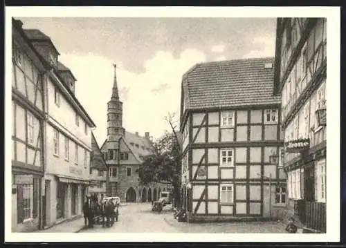 AK Korbach, Lengefelderstrasse mit Rathaus