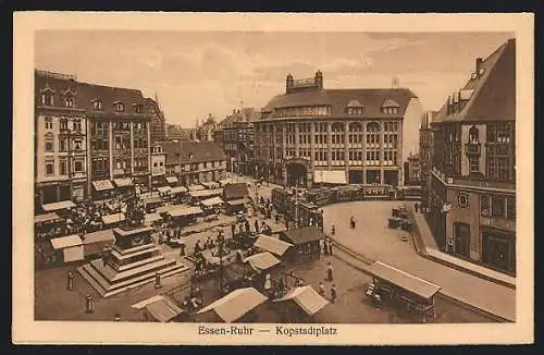 AK Essen-Ruhr, Kopstadtplatz mit Strassenbahn