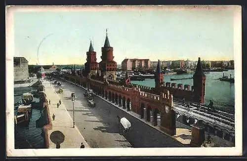 AK Berlin-Friedrichshain, Oberbaumbrücke