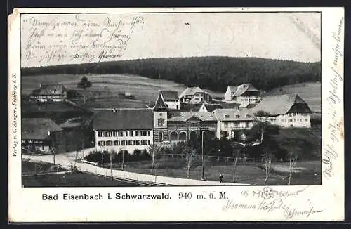 AK Bad Eisenbach i. Schwarzwald, Ortspartie mit Strasse