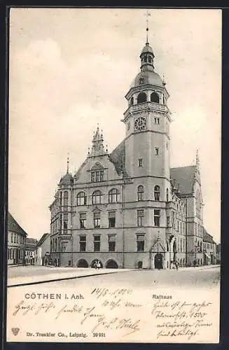 AK Cöthen i. Anh., Rathaus mit Strassenpartie