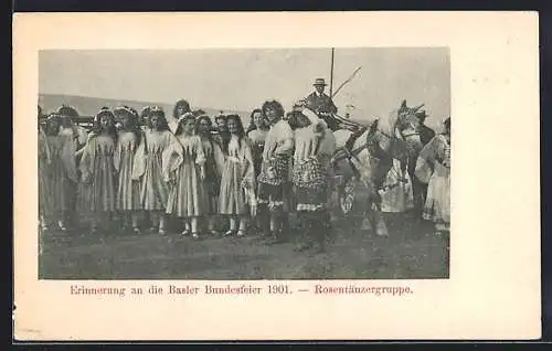 AK Basel, Basler Bundesfeier 1901, Rosentänzergruppe