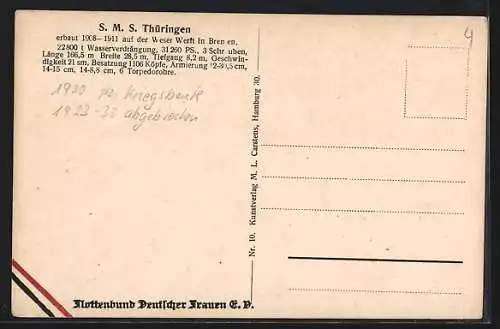 AK Kriegsschiff SMS Thüringen, Grossschlachtschiff auf hoher See