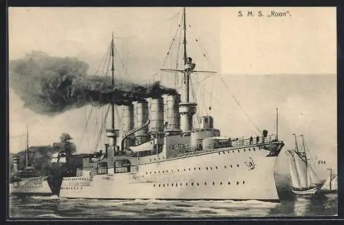 AK Kriegsschiff S. M. S. Roon in Fahrt