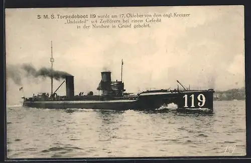 AK SMS Torpedoboot 119 nahe der Küste