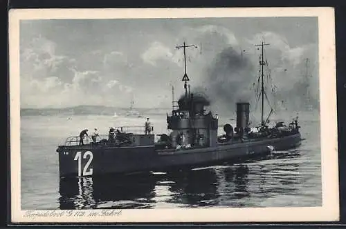 AK Kriegsschiff Torpedoboot G 112 in Fahrt