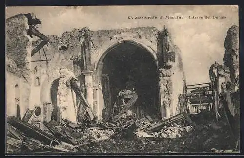 AK Messina, La catastrofe, Interno del Duomo, Erdbeben