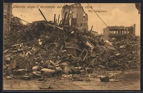 AK Messina, Messina dopo il terremoto 1908, Via Calapesce